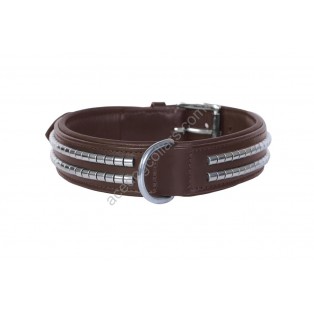 Ace Comfy  Leather Padded Dog Collar with Chrome Studs (Brown)